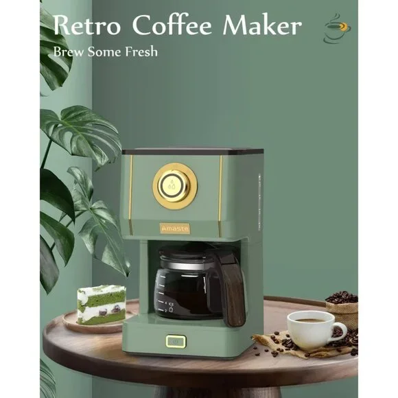 Amaste Retro Drip Coffee Maker | 25 oz Glass Pot | Matcha Green | NIB - Picture 2 of 5